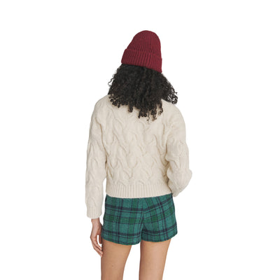 Maglione Donna Multicable in misto alpaca Bianco modella retro