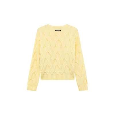 Maglione Donna Multicable in misto alpaca Giallo retro