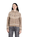 Cardigan Donna in lana, motivo Norway, con bottoni