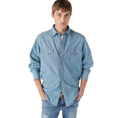 Camicia Martin Uomo in Denim Chambray modello forntale