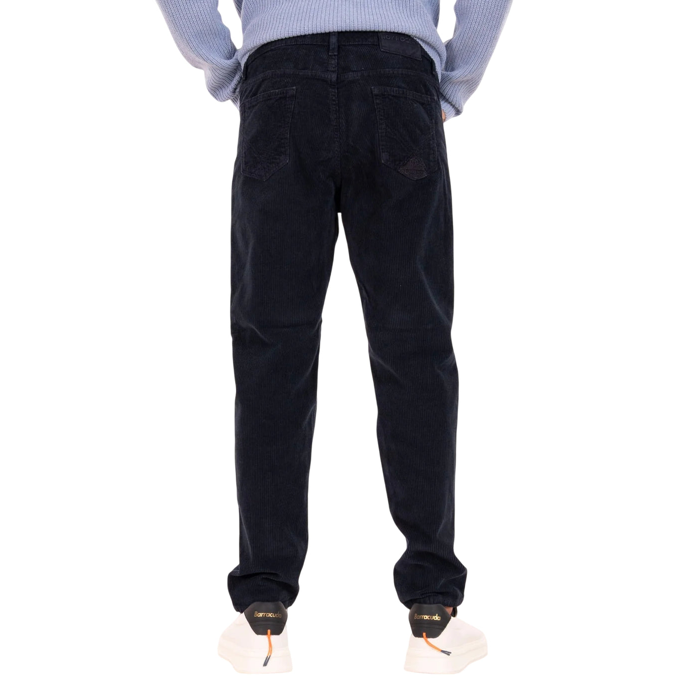 Pantalone Uomo in velluto Blu, con cinque tasche e salpa in tessuto