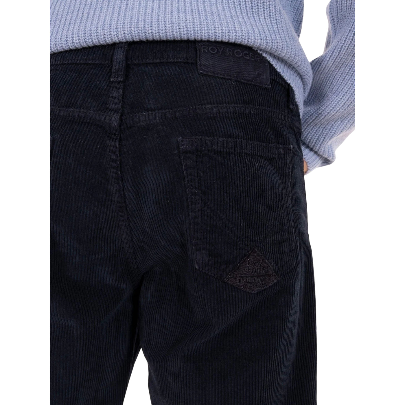 Pantalone Uomo in velluto Blu, con cinque tasche e salpa in tessuto