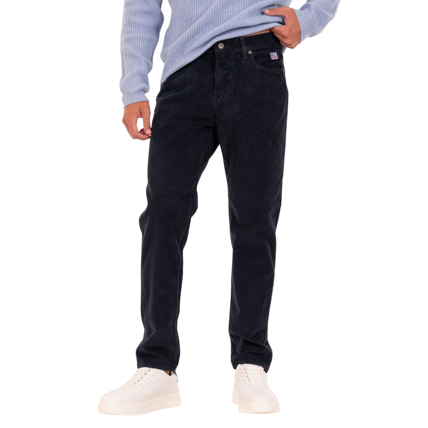 Pantalone Uomo in velluto Blu, con cinque tasche e salpa in tessuto