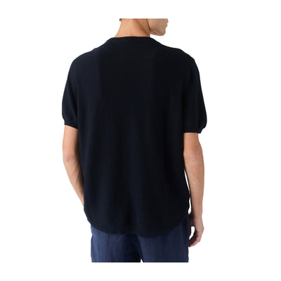 T-shirt Uomo in crepe tinta unita navy  modello retro