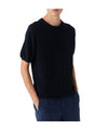 T-shirt Uomo in crepe tinta unita navy  modello frontale