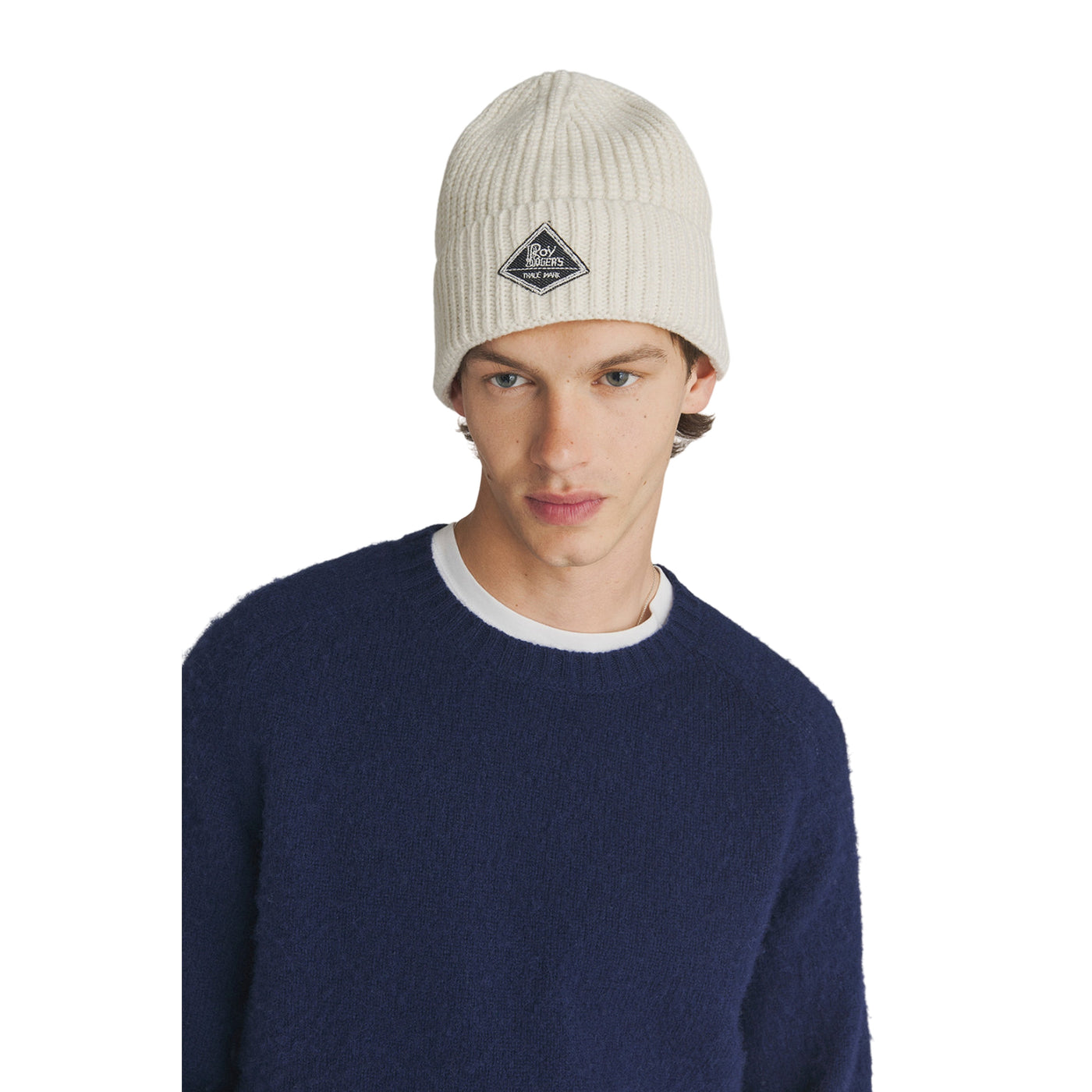 Cappello Beanie Uomo in maglia Bianco modello