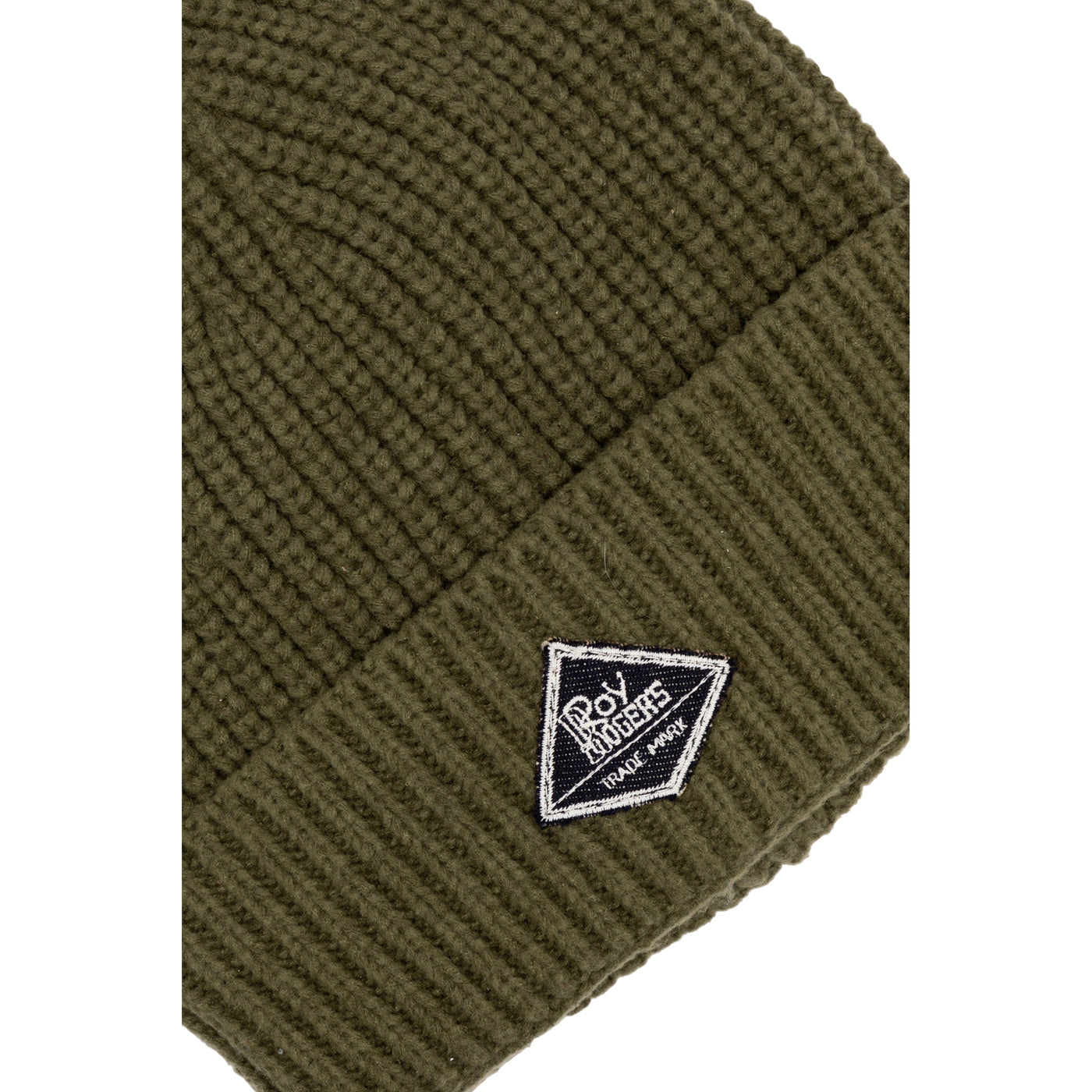 Cappello Beanie Uomo in maglia Verde militare dettaglio