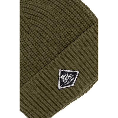Cappello Beanie Uomo in maglia Verde militare dettaglio