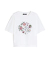 T-shirt Donna in bianco con fiori ricamati
