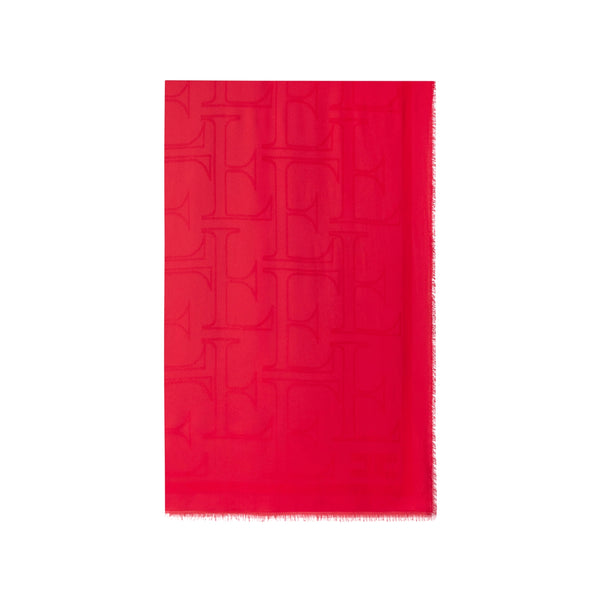Foulard Donna Rosso, con bordi sfrangiati