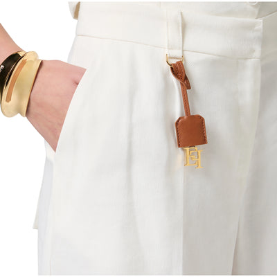 Shorts Donna in gabardina di misto lino dettaglio