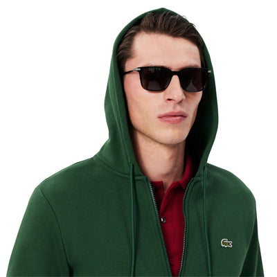 Felpa Uomo con cappuccio e zip Verde modello frontale ravvicinato