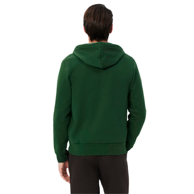 Felpa Uomo con cappuccio e zip Verde modello retro