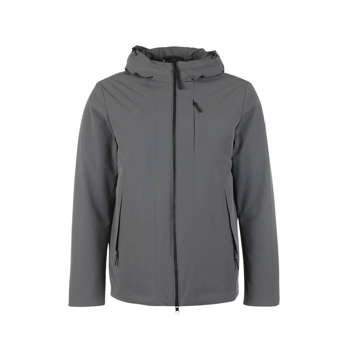 Giacca Uomo Grigia, con cappuccio e taschino zip sul petto