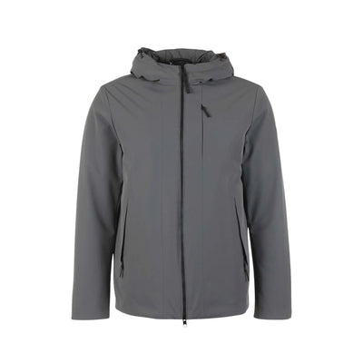 Giacca Uomo Grigia, con cappuccio e taschino zip sul petto
