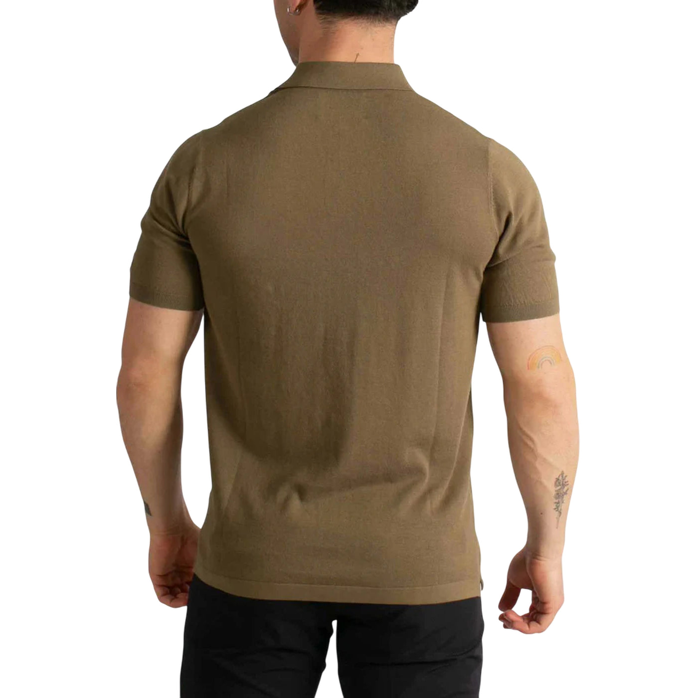 Polo Sloan Uomo in maglia senza bottoni Verde militare modello retro