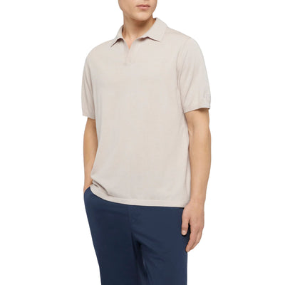 Polo Sloan Uomo in maglia senza bottoni Beige modello frontale
