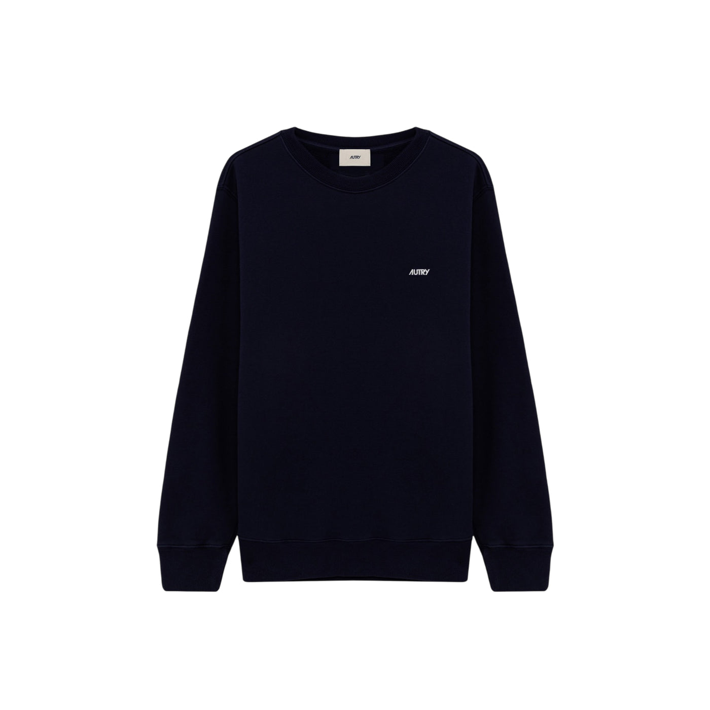 Felpa Uomo girocollo blu scuro con logo ricamato