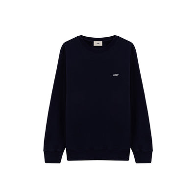 Felpa Uomo girocollo blu scuro con logo ricamato