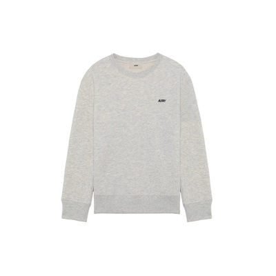 Felpa Uomo girocollo grigio con logo ricamato