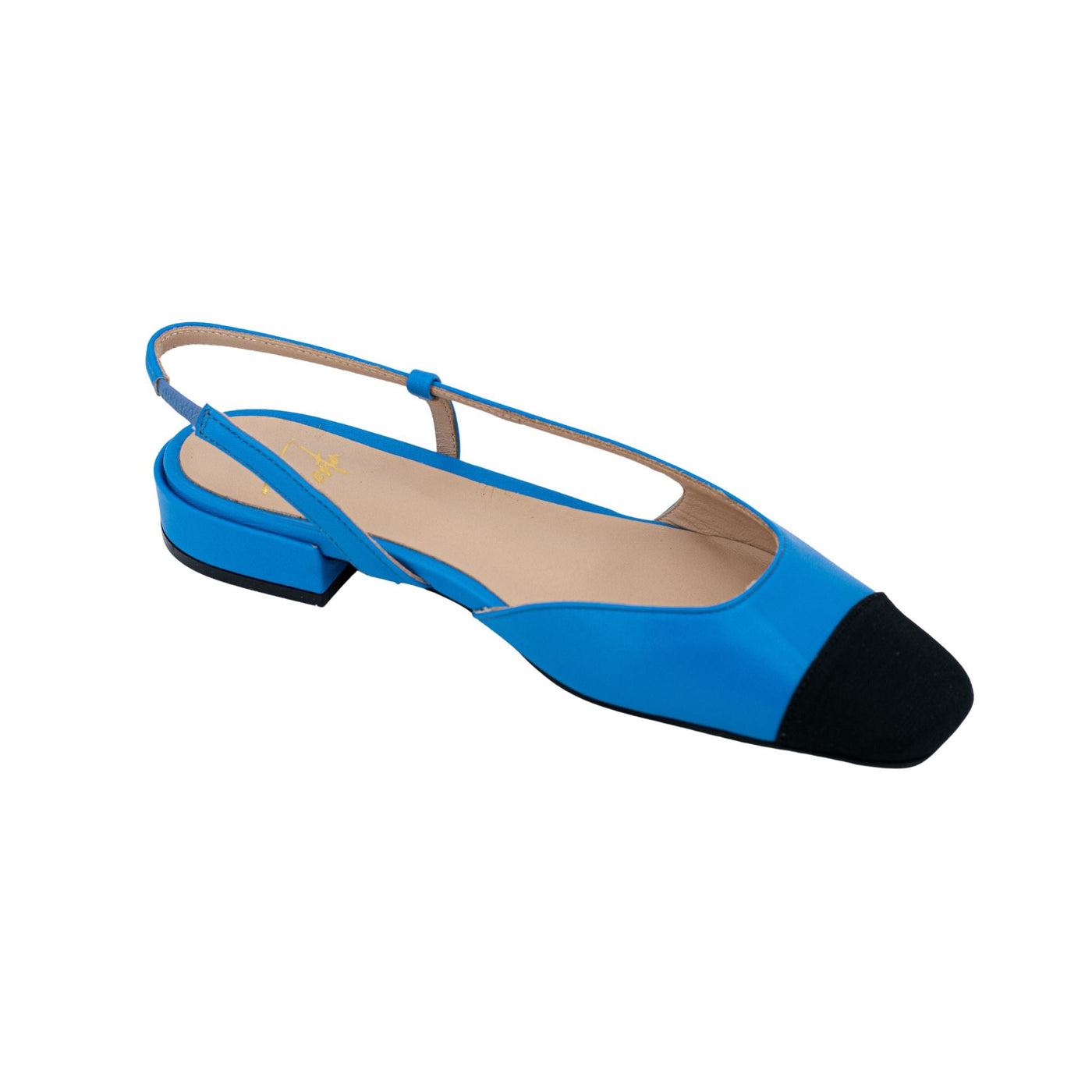 Ballerina Donna Blu in pelle con laccetto elasticizzato