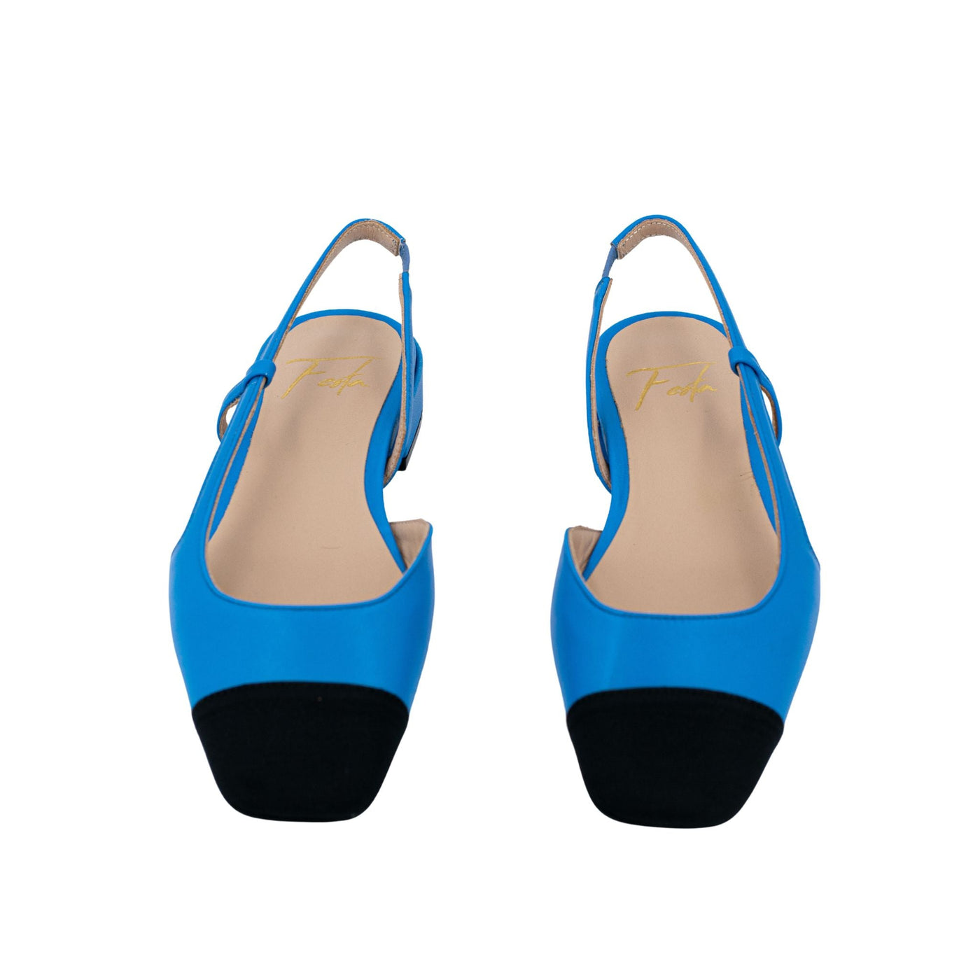 Ballerina Donna Blu in pelle con laccetto elasticizzato