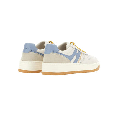 Sneakers Donna con punta tonda traforata e tomaia in pelle con inserti scamosciati