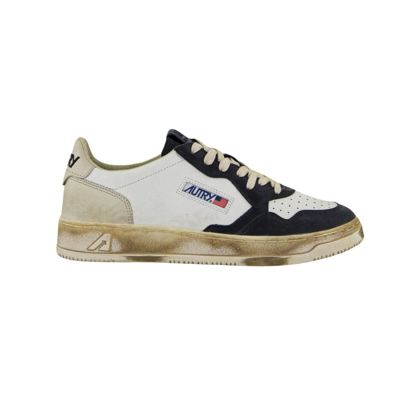 Sneakers Uomo modello Vintage Bianco Nero e Beige