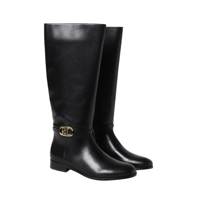Women's leather boot with logo