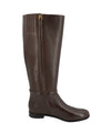 Women's leather boots with gold logo