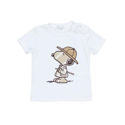T-shirt in cotone con Snoopy Sherlock ricamato