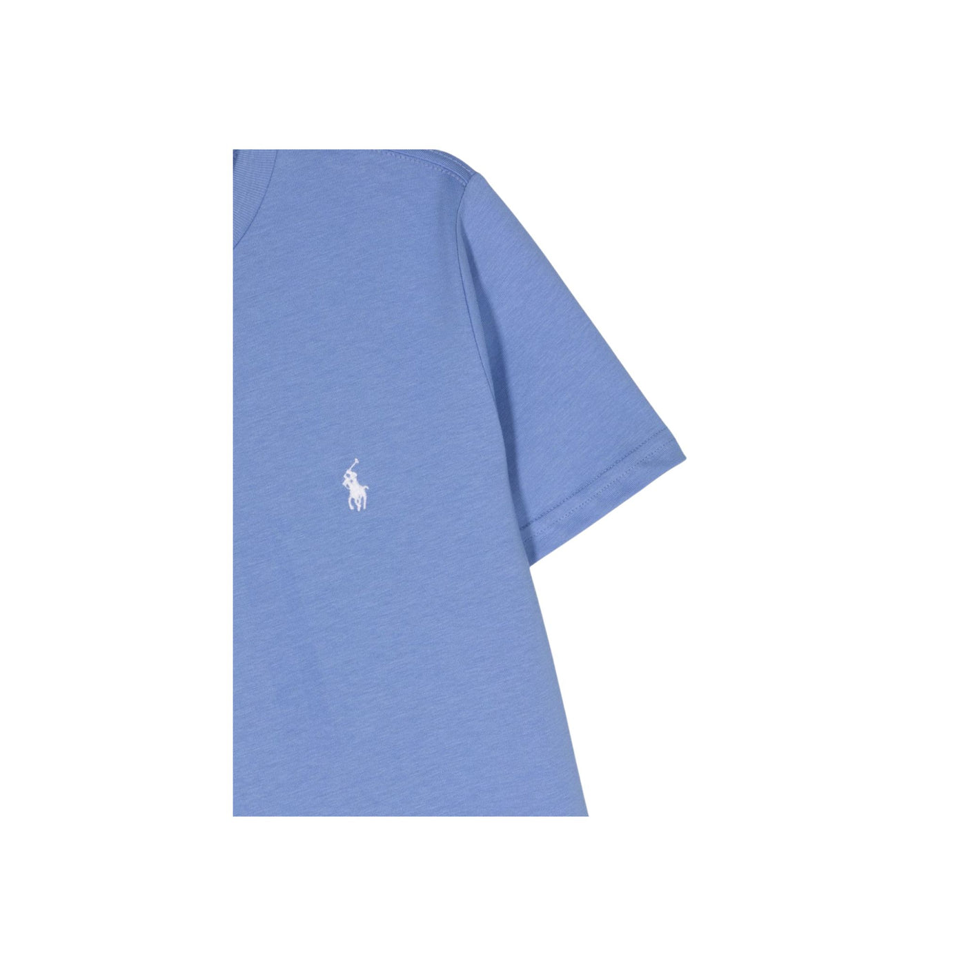 Dettaglio ravvicinato T-shirt con maniche corte e stampa logo sul petto e sul retro