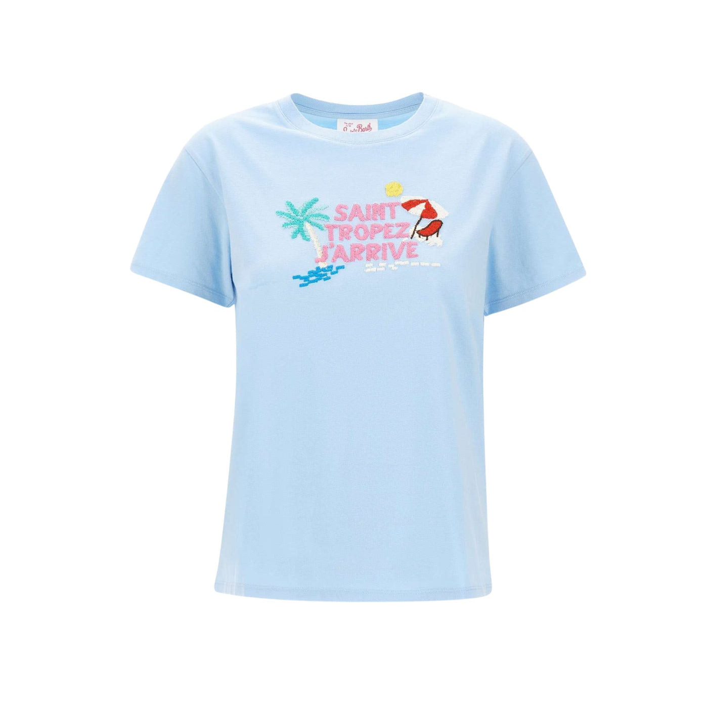 T-shirt Donna Celeste con scritta rosa