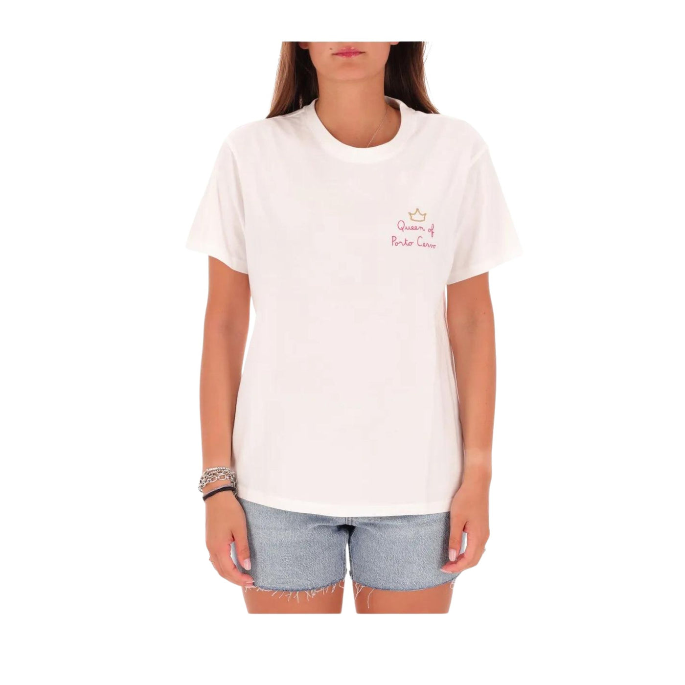 T-shirt bianca "Queen of Porto Cervo"