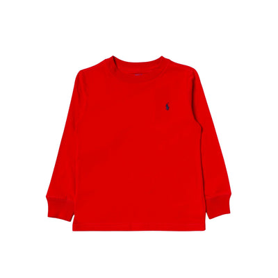 T-shirt tinta unita da neonato rosso, polo ralph lauren, frontale