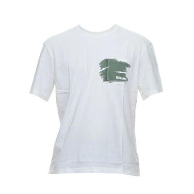 T-shirt Uomo Bianca con pennellata verde militare sul petto