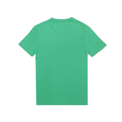 Retro T-shirt in tinta unita verde con cavallino sul petto in contrasto