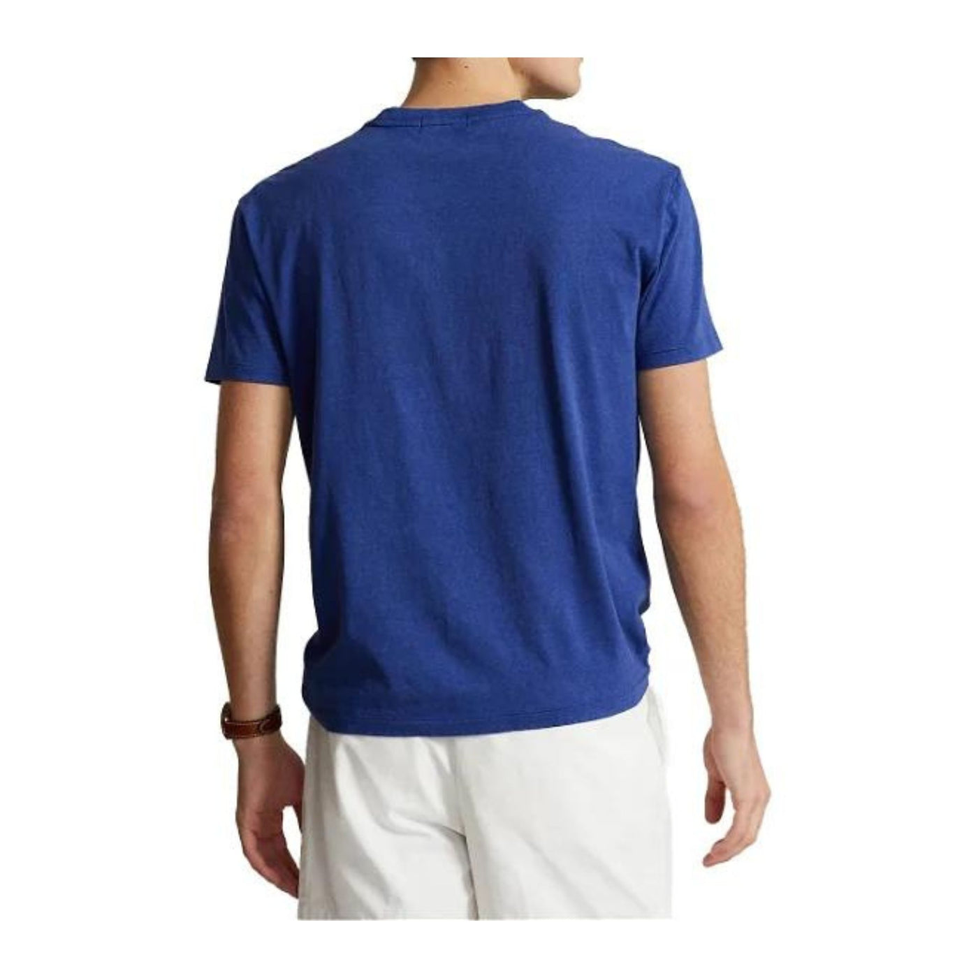 T-shirt Uomo in misto lino con logo ricamato a contrasto