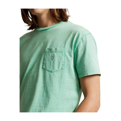 T-shirt Uomo in misto lino con logo Lilla ricamato