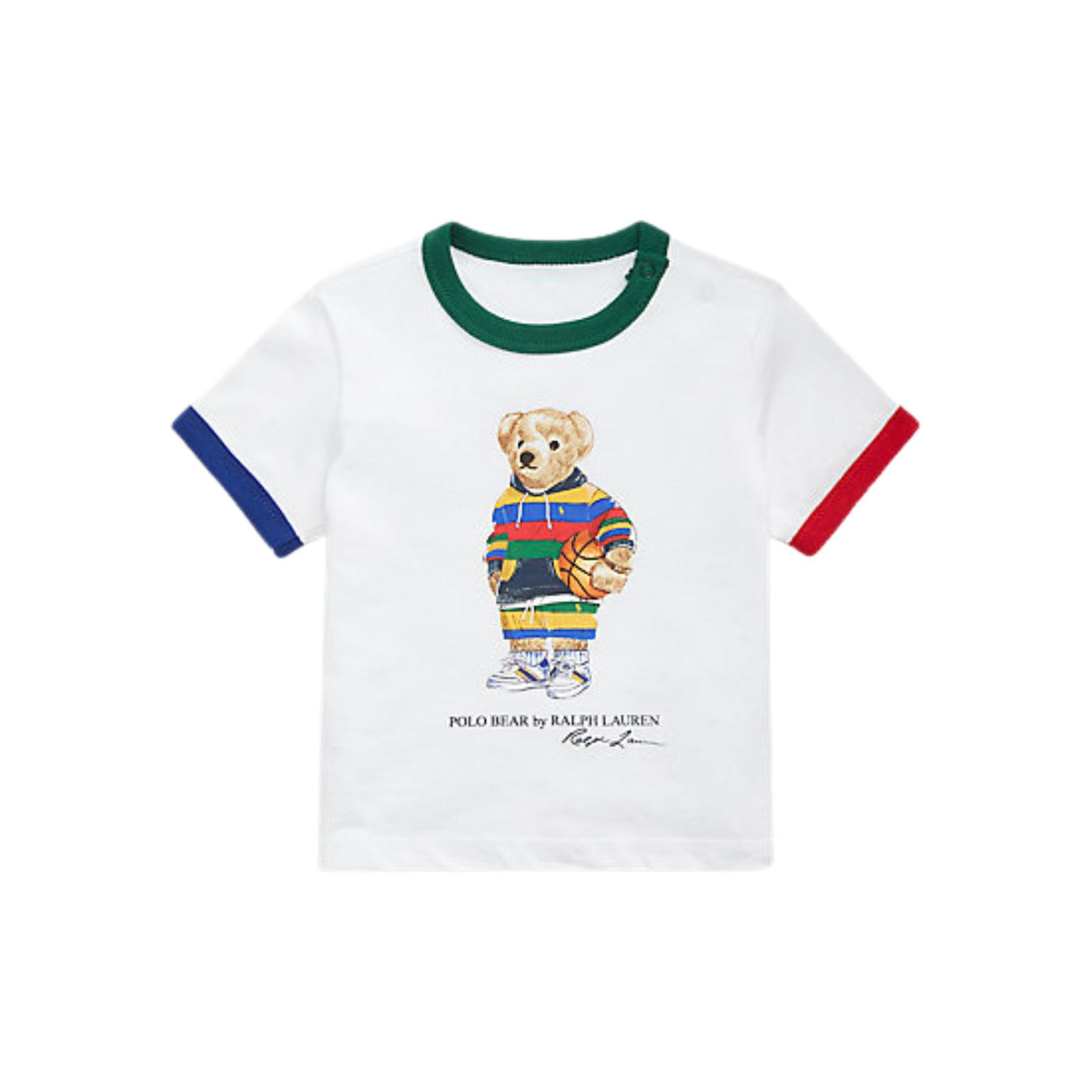 T-shirt Neonato con bottoni e bordi multicolore a contrasto