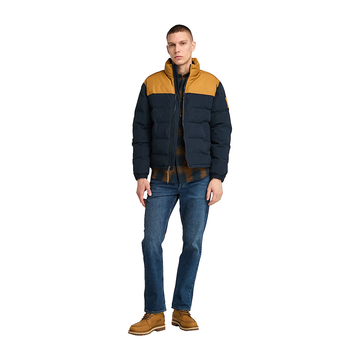 Piumino Uomo Welch Mountain Blu e Giallo modello frontale intero