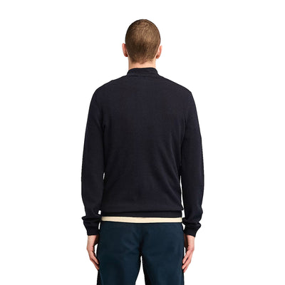 Maglione Uomo con Zip Cohas Brook Blu scuro modello retro