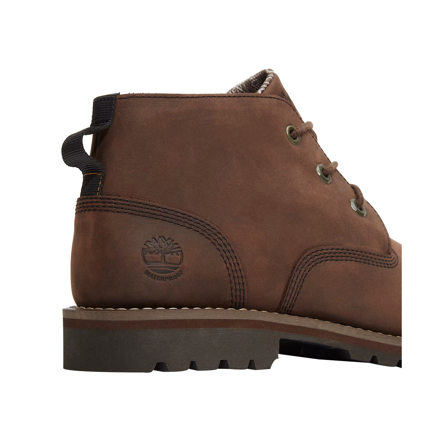 Dettaglio ravvicinato logo timberland sulla tomaia