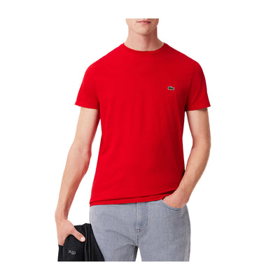 T-shirt Uomo in cotone Pima Rosso modello frontale