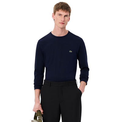 T-shirt Uomo in cotone Pima a maniche lunghe Navy modello frontale