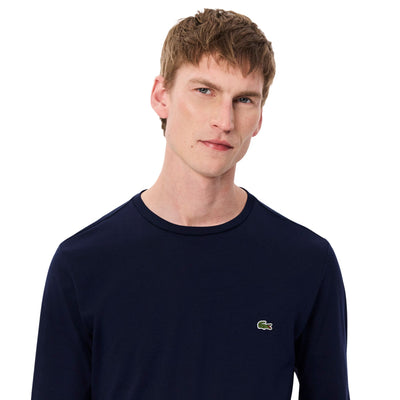 T-shirt Uomo in cotone Pima a maniche lunghe Navy modello frontale ravvicinato