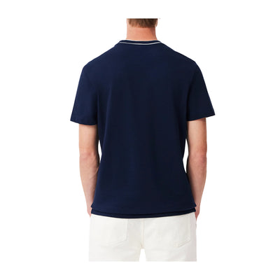 T-shirt Uomo elasticizzata Navy con con colletto a righe modello retro