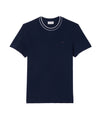 T-shirt Uomo elasticizzata Navy con con colletto a righe