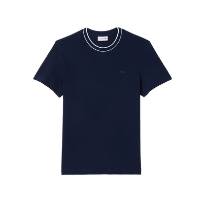 T-shirt Uomo elasticizzata Navy con con colletto a righe