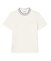 T-shirt Uomo elasticizzata Panna con colletto a righe